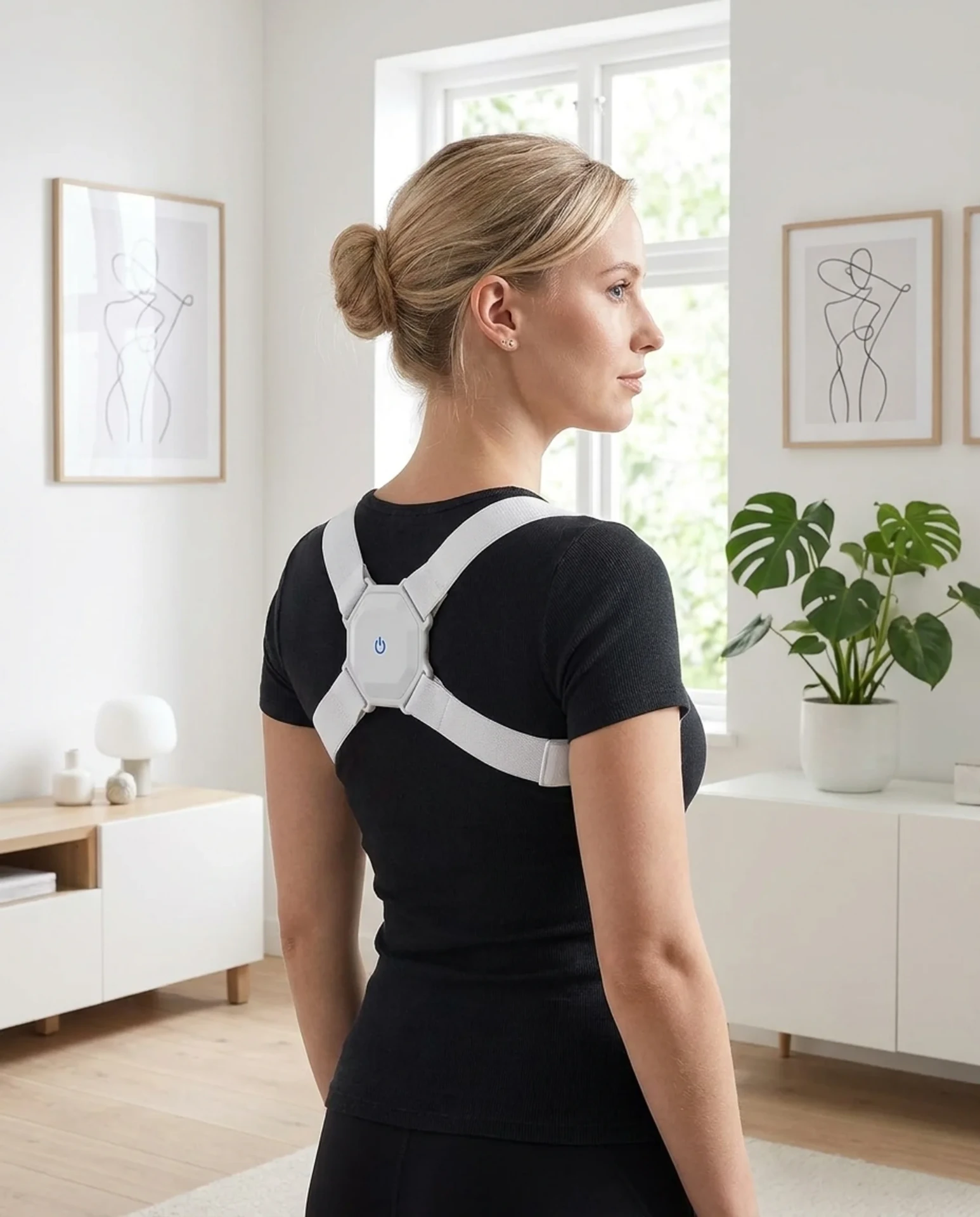 Person wearing the Vellovix Posture Pro discreetly under clothing